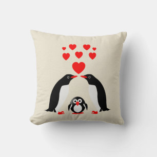 Penguins family throw pillow