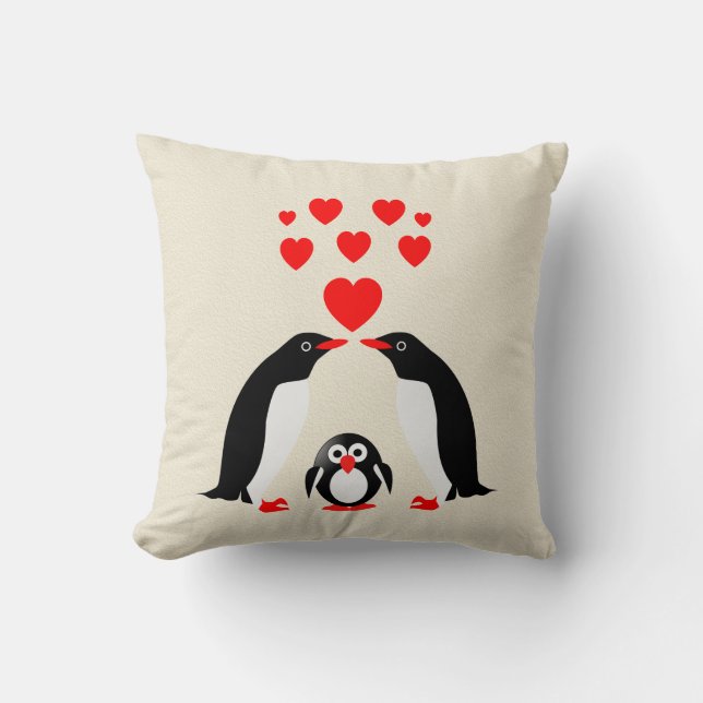 Penguins family throw pillow (Front)