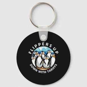 Penguins Flippers Up Protest Against Trump Tariffs Keychain