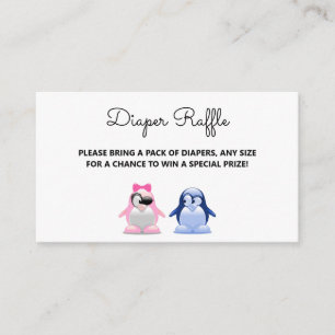 Penguins Gender Reveal Baby Shower Diaper Raffle Enclosure Card