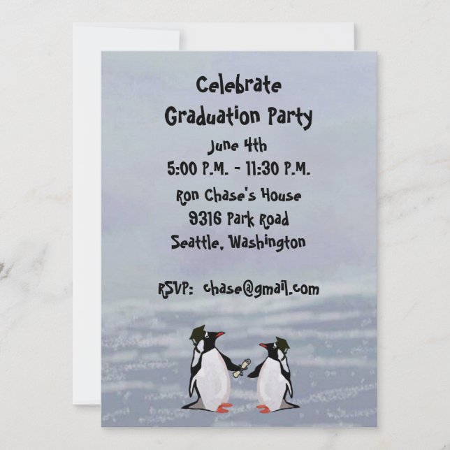 Penguins Graduation Party Invitations (Front)
