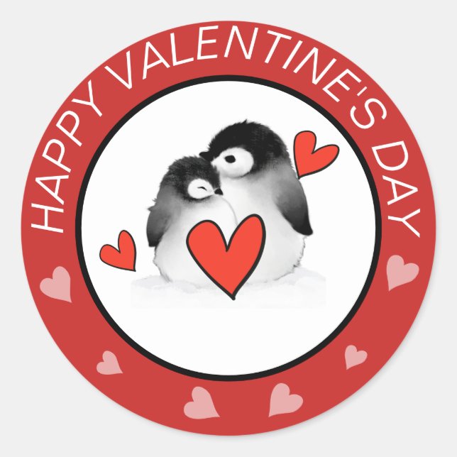 Penguins Hearts Valentines  stickers (Front)