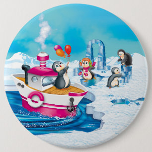 penguins in Antarctica 6 Inch Round Button