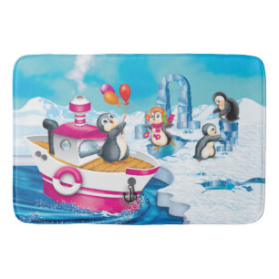 penguins in Antarctica Bath Mat