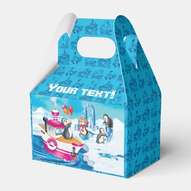 penguins in Antarctica  for the boy Favor Box (Front Side)