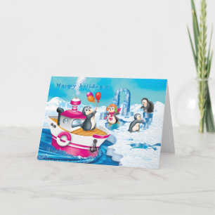 penguins in Antarctica Holiday Card
