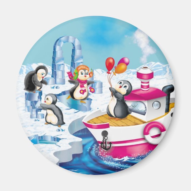 penguins in Antarctica Magnet (Front)