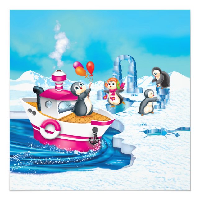 penguins in Antarctica Photo Print (Front)