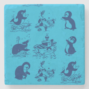 penguins in Antarctica Stone Coaster