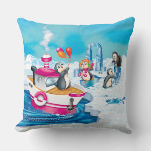 penguins in Antarctica Throw Pillow