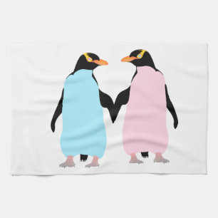 Penguins in love kitchen towel