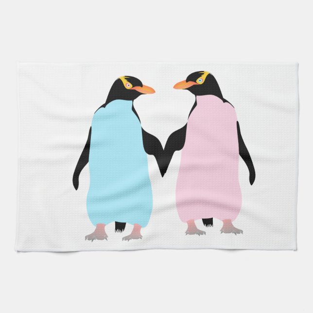 Penguins in love kitchen towel (Horizontal)