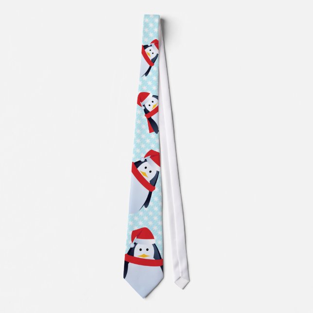 Penguins in Santa Hats Tie (Front)