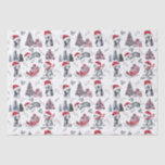 Penguins in Santa Hats Winter Scene Pattern  Tissue Paper<br><div class="desc">Cuter than cute penguins in red santa hats in a winter scene,  including Christmas trees,  forest evergreen fir trees,  poinsettias,  pine branches and twigs with berries and a sleigh full of gifts for all of the little penguins.</div>