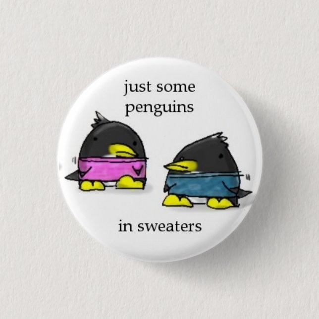penguins in sweaters 1 inch round button (Front)