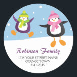 Penguins in the Snow Christmas Address Stickers<br><div class="desc">Add a personal festive touch instantly with address stickers. Design features 2 happy penguins wearing scarves and hats playing in the snow. Use on the back of envelopes or gift packages during the Holiday season. Can also be used as personal indentifiers which can be used on books, notepads, personal folders...</div>