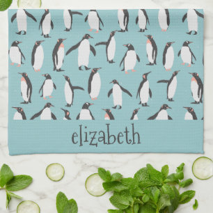 Penguins in the snow pattern kitchen towel