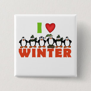 Penguins Love Winter Tshirts and Gifts 2 Inch Square Button