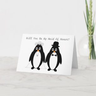 Penguins Maid Of Honour Request Invitation