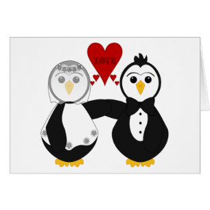 Penguins mariés pensant l'amour