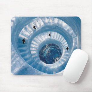 Penguins on a Spiral Iceberg Staircase Mouse Pad
