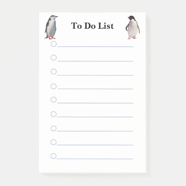Penguins on white lined To Do List Post-it Notes (Front)