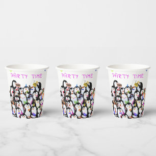 Penguins Party Paper Cups Cartoon - Custom Text