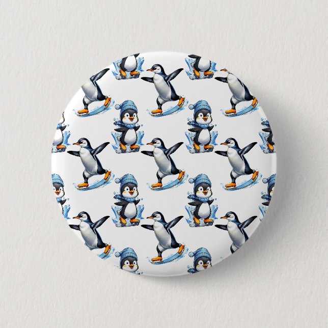 Penguins Pattern Design  2 Inch Round Button (Front)