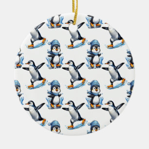 Penguins Pattern Design Ceramic Ornament
