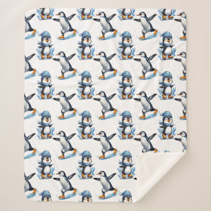Penguins Pattern Design Sherpa Blanket