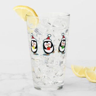 Penguins Pint Glass - Christmas Holiday Design