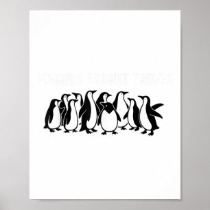 Penguins Protest Against Tariffs Funny Penguin Tar Poster