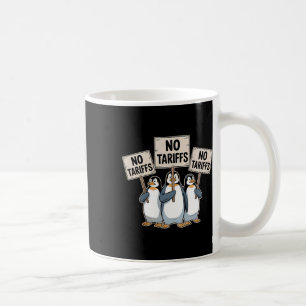 Penguins Protest Against Trump Tariffs Funny Pengu Coffee Mug