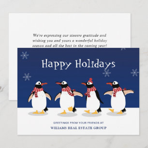 Penguins Red Scarf Christmas Corporate Greeting Holiday Card