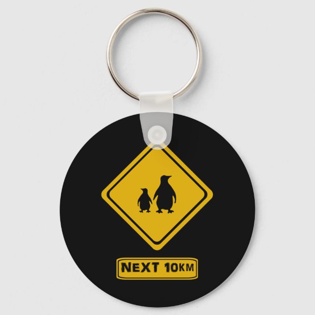 penguins road sign keychain (Front)