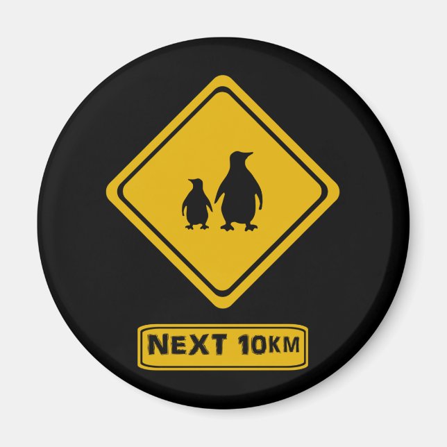 penguins road sign magnet (Front)