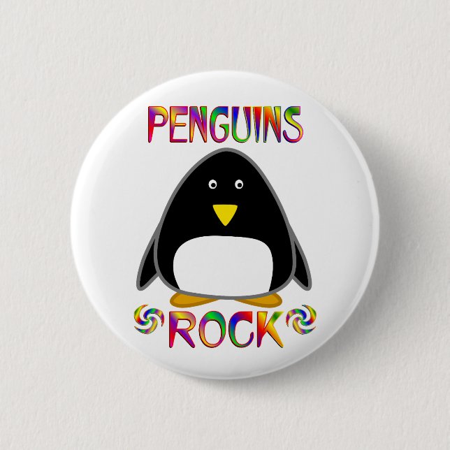 PENGUINS ROCK 2 INCH ROUND BUTTON (Front)