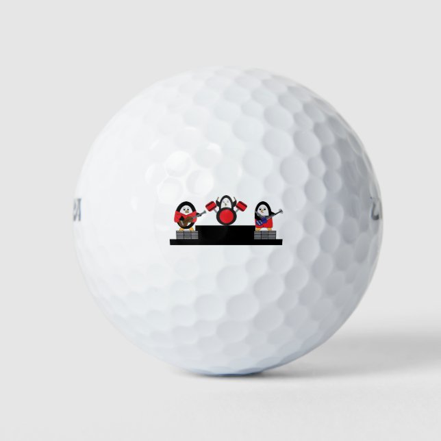 Penguins Rock and Roll Band Musicians Cute Golf Balls (Front)