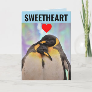 PENGUINS ROMANTIQUE HUMOUR GREETING CARTE