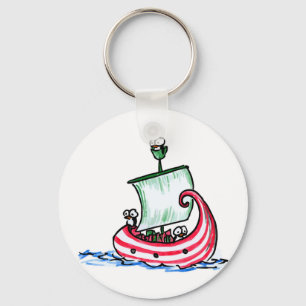 Penguins Sailing in a Christmas Boat Keychain
