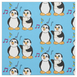 Penguins Singing Fabric