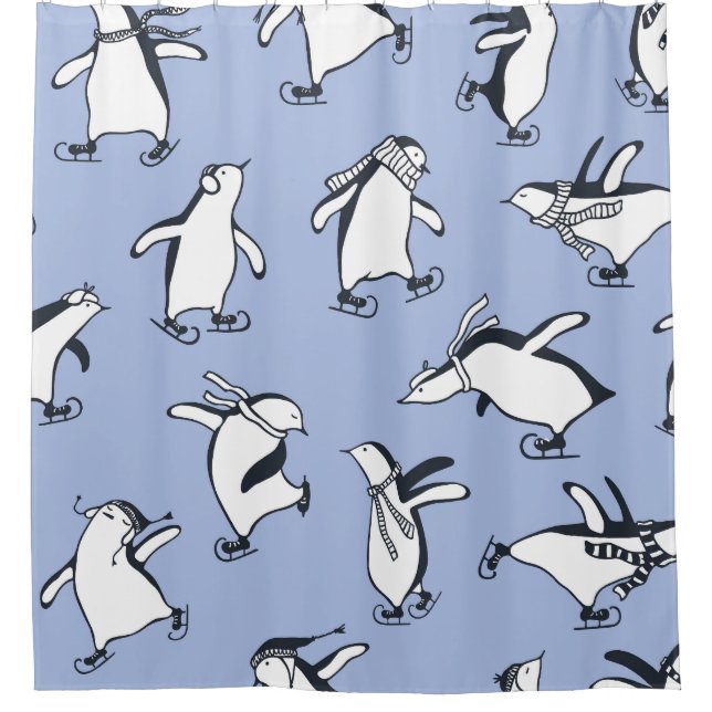 Penguins skating, hand-drawn vintage pattern (Front)
