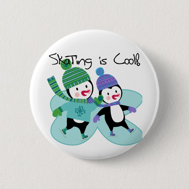 Penguins Skating is Cool 2 Inch Round Button (Front)