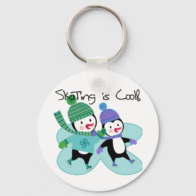 Penguins Skating is Cool Keychain (Front)