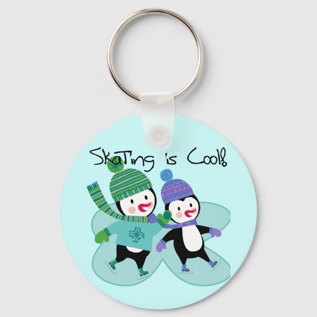 Penguins Skating is Cool Keychain (Front)