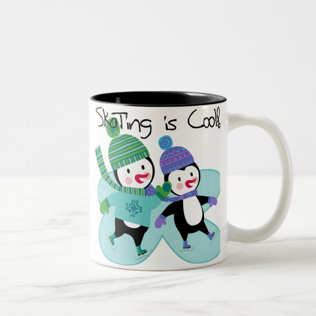 Penguins Skating is Cool Two-Tone Coffee Mug (Right)