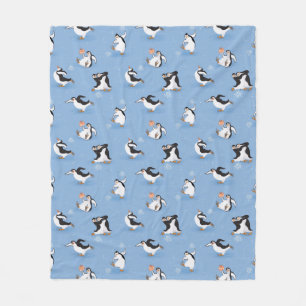 Penguins skating pattern fleece blanket