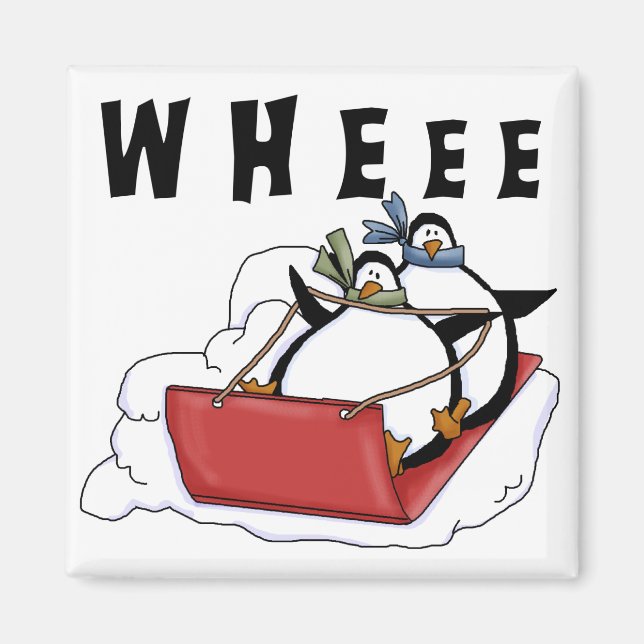 Penguins Sledding Tshirts and Gifts Magnet (Front)