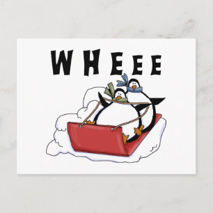 Penguins Sledding Tshirts and Gifts Postcard