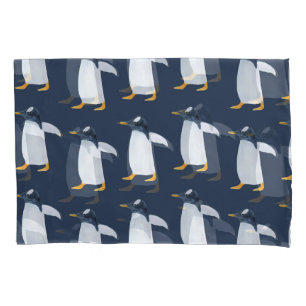 Penguins: Small Dark Watercolor Pillowcase